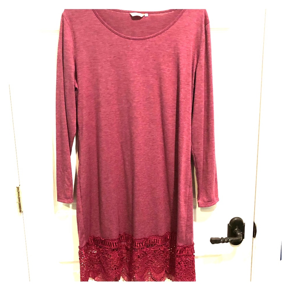 Burgundy long sleeve shirt dress